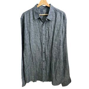 Free Line Athens Mens Linen Button Up Shirt Blue Size XXL Breathable Regular Fit
